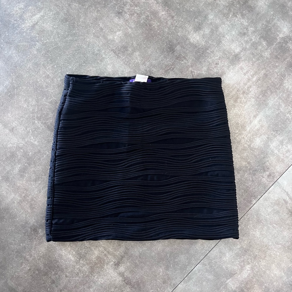 Black Textured Mini Skirt